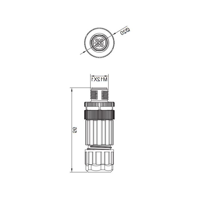 M12 4Pin、公头直型、螺钉连接、64F121